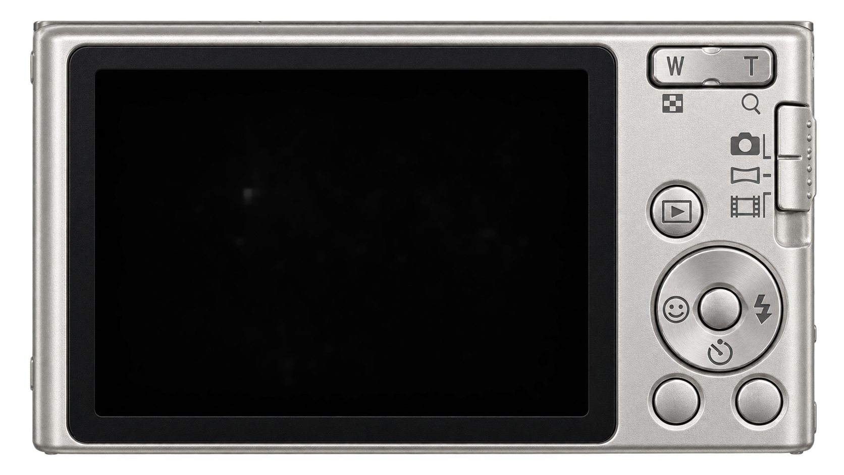Silver digital camera used as a video player